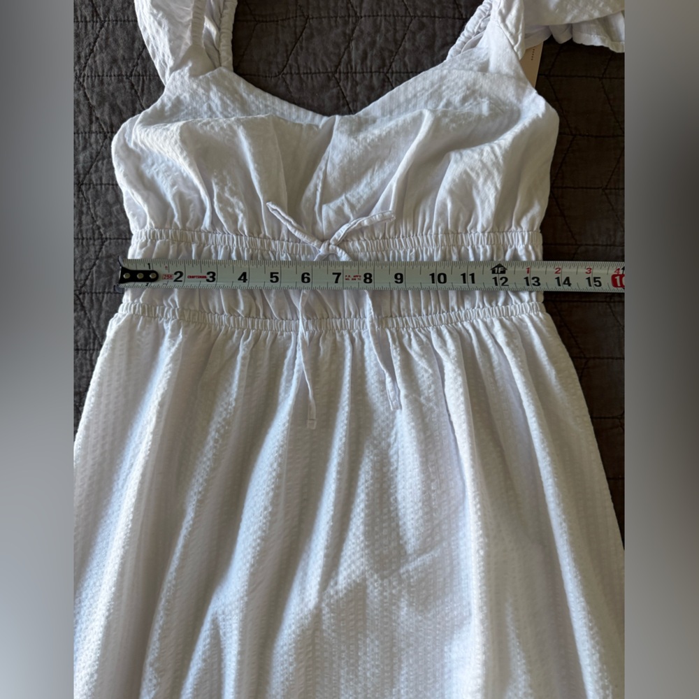NWT SO white dress Seersucker midi flutter sleeve milkmaid dress size medium - Picture 15 of 16